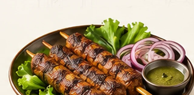 Skewers of afghani beef seekh kabab