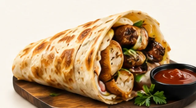 BBQ paratha roll with sauce