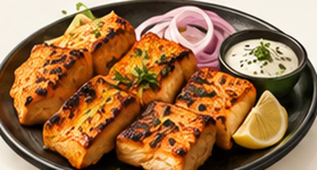 Plate of boneless fish tikka