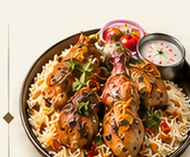 Plate of bukhari dampukh with rice