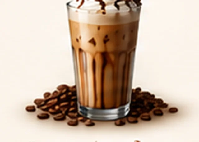 Iced cold coffee topped with cream