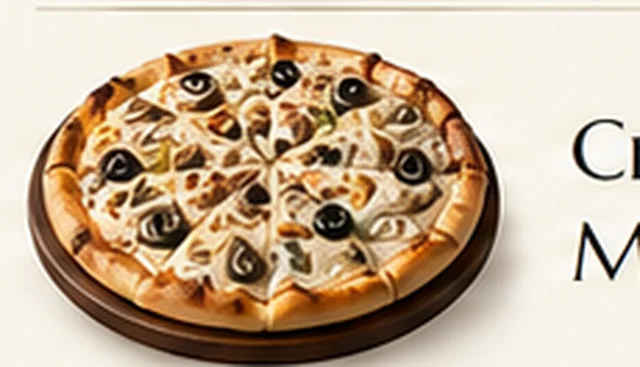 Creamy melty white pizza with olives