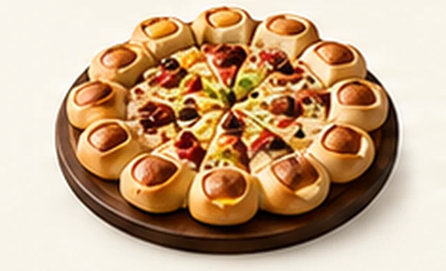 Crown crust pizza with stuffed bites around the edge