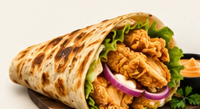 Crunchy wrap with fried chicken and onion