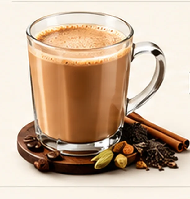 Doodh pati tea in a glass mug with spices