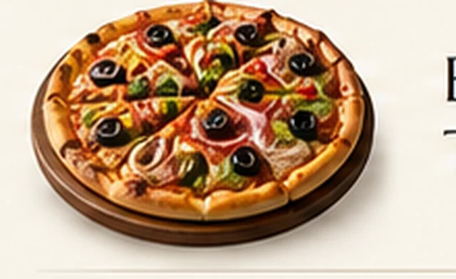 Pizza with extra toppings including olives and onion