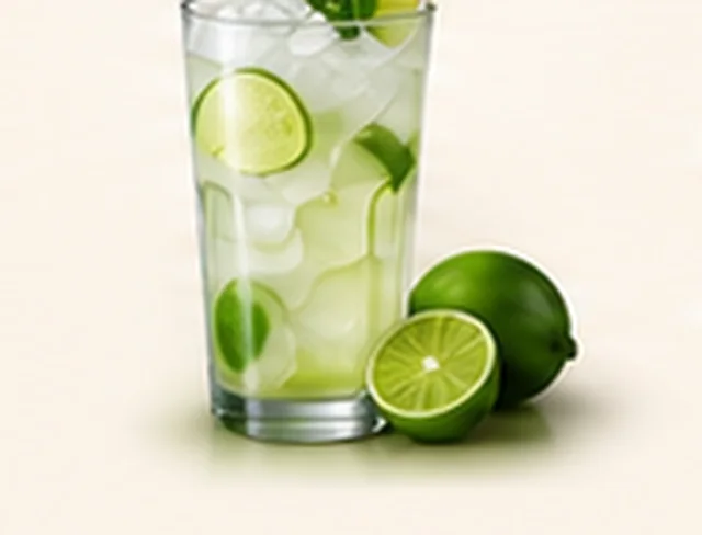 Fresh lime drink with mint and lime wedges