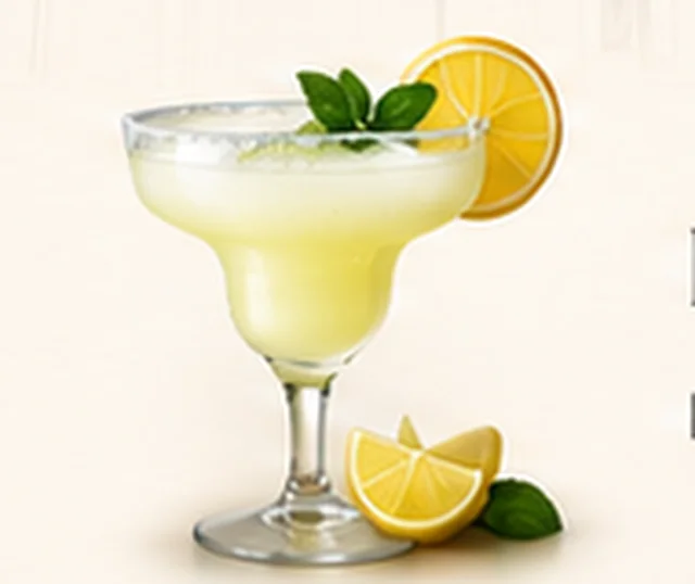 Lemon margarita with a lemon wheel garnish