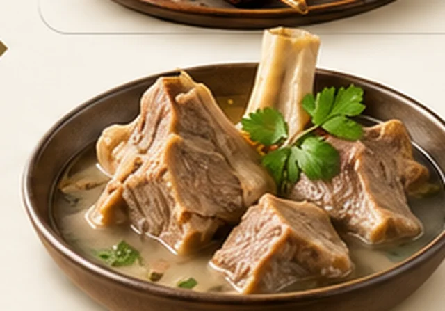 Bowl of namkin rosh lamb shank soup