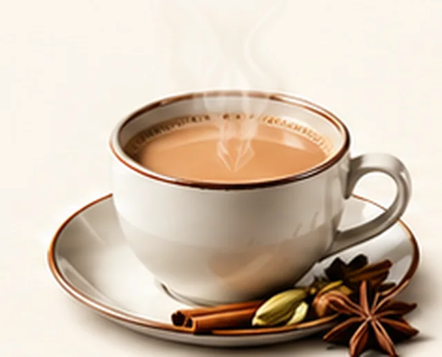 Cup of sada chai with cinnamon and star anise
