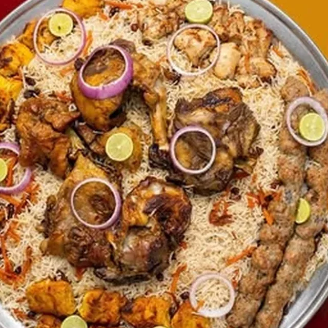 Shahi mix platter with lamb, chicken and seekh kabab