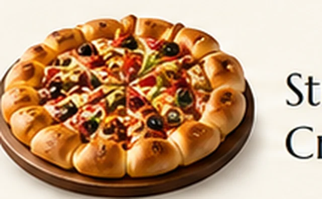 Stuffed crust pizza with cheese-filled edge